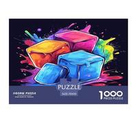Bloc de Couleur Puzzles Divertissement Créatif Activités Familiales Stimulantes 1000 Stukjes Cubes de Glace Casse-tête Qualité Premium pour Adultes 70x50cm/1000pcs