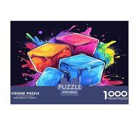 Bloc de Couleur Puzzles Jeu De Puzzle Activités Familiales Stimulantes 1000 Pieces Cubes de Glace Puzzles Classiques Qualité Premium pour Adultes 38x26cm/1000pcs