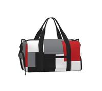 Bloc de Couleur Rouge Noir Gris Blanc,Sac de Sport bandoulière à Main, Sac de Voyage Grande capacité pour Femmes et Hommes