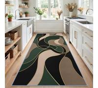 Bloc De Couleur Vert Beige Tapis Couloir Lavable en Machine 80x200 cm