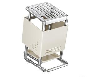 Bloc de coupe incliné en acier au carbone avec plateau de vidange, configuration à 9 emplacements pour couteaux, ciseaux et tige à aiguiser dans des configurations de cuisine compactes (blanc)