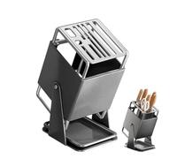 Bloc de coupe - Rack organisateur à 9 compartiments avec plateau de vidange, support porte-coupe pivotant à 30° pour comptoir de cuisine Restaurant Préparation de la nourriture Cuisine quotidienne