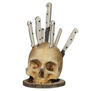 Bloc De Couteaux En Forme De Tête De Mort - Porte-couteau De Cuisine Squelette 15 X 15 X 17 Cm, Support Décoratif Portable À Plusieurs Fentes | Organisateur De Couteaux, Fourchettes Et Cuillères, Pour