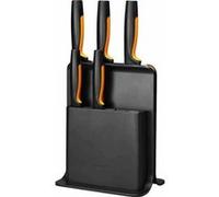 Bloc de Couteaux - FISKARS - 5 Couteaux - Plastique Noir - Design Contemporain - Fonction Coupe Noir
