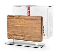 Bloc de couteaux magnétique double face solide sans couteaux, avec bois d'acacia + base en acier inoxydable 430, supports magnétiques universels avec aimants puissants améliorés, bande magnétique pour
