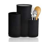 Bloc de Couteaux Universel 3 en 1 Noir, Support pour 12 Couteaux de Cuisine 20cm, Porte-couteaux en Plastique avec Fentes, Organisateur d'Ustensiles de Cuisine Gain de Place, Professionnel et Durable