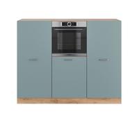 Bloc de cuisine R-Line, 180 cm sans plan de travail, Bleu-gris/chêne doré, Vicco