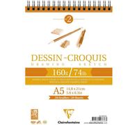 Bloc Dessin Croquis Spirale A5 - 160g - 35 Feuilles - Clairefontaine