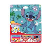 Cefa Toys - Activités Giga Block 5 en 1 Stitch, 25 feuilles de coloriage FSC, 8 peintures à la cire, 5 feutres, 5 aquarelles et feuille d'autocollants amovibles. Convient aux enfants à partir de 3 ans