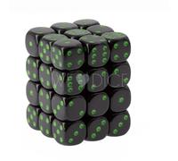 Bloc de dice noir opaque/vert 12 mm d6 (36 dics)