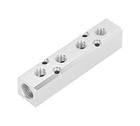 Bloc de Distribution d’Air Comprimé - Collecteur Pneumatique avec 2 Entrées G1 et 4 Sorties G1, Accessoire pour Système d’Air Comprimé et Réseau Pneumatique