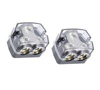 Bloc de distribution d'alimentation 1 x 0 GA entrée/2 x 0 GA, amplificateur audio de voiture 1 en 2 voies porte-fusible protecteur de circuit (2 voies, 2 pièces)