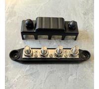 Bloc de distribution d'alimentation pour barre omnibus robuste 12 V 48 V DC 250 A avec 4 poteaux de liaison pour voitures, camping-cars, bateaux et remorques (M10 noir)