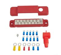 Bloc de distribution d'alimentation professionnel 12 points 180 A 48 V CC pour yacht pour caravane véhicule système électrique avec bornes Noir (rouge)