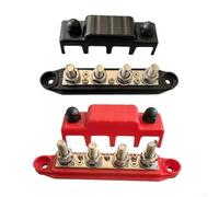 Bloc de distribution d'alimentation robuste pour barre omnibus 12 V 48 V CC 250 A avec construction résistante à l'oxydation pour câblage de voiture, camping-car, bateau et remorque (M10 noir)