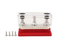 Bloc de Distribution d'énergie 3 Goujons M10 600 A, Barre Omnibus de jonction de Batterie en Laiton plaqué Robuste pour Voitures, camions, Camping-Cars, Bateaux, équipements (Red)