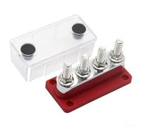 Bloc de distribution d'énergie 600 A 48 V CC avec 4 poteaux 1,9 cm Connecteur électrique robuste pour automobile, camion, camping-car, gestion de l'énergie industrielle marine (rouge)