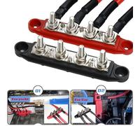 Bloc de distribution d'énergie robuste 12 V 48 V CC 250 A avec base isolée ignifuge pour un flux de courant stable (M10 noir)