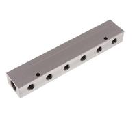 Bloc de distribution en aluminium 2xG 1/2'' x 12xG 1/4'' Double face 16 bar