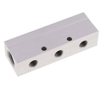 Bloc de distribution en aluminium 2xG 1/2'' x 6xG 1/4'' Double face 16 bar