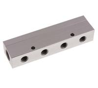 Bloc de distribution en aluminium 2xG 1/2'' x 8xG 1/4'' Double face 16 bar