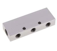 Bloc de distribution en aluminium 2xG 3/8'' x 6xG 1/4'' Double face 16 bar