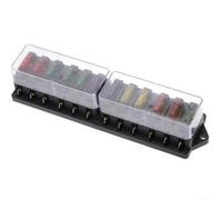 Bloc de fusibles 8 voies compatible 12 V ou 24 V pour porte-fusibles à lame standard ATO pour voitures et poids lourds (12 voies)