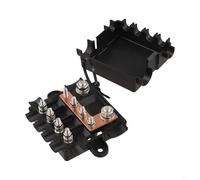 Bloc de fusibles audio de voiture, boîte de distribution 1 entrée 4 sorties avec bornes de type boulon, protection contre les surcharges 12-48 V pour systèmes stéréo de véhicule, boîtier ABS, fusibles