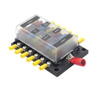 Bloc de Fusibles Étanche 32v pour Bateau et Camping-car 12 Voies | Couvercle Transparent, Voyant LED de Fusible , Identification des Repères, Bornes Incluses