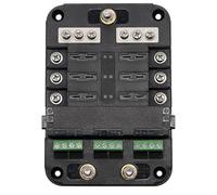 Bloc de Fusibles Marin 10v-24v 80a, Panneau de Distribution | Cuivre Nickelé et Acier Inoxydable, Double Fusible, Voyant Bleu Rouge, pour Circuits 12v