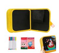 Bloc De Gribouillage Réutilisable - 20,3 Cm En PP Effaçable Pour Gribouillis | 12 Stylos Aquarelle Pour Croquis De Graffitis Sans Gâchis, Ensemble D'activités Portables Et Faciles À Nettoyer Pour Les