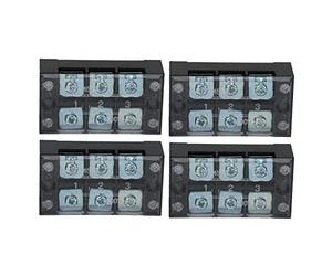 Bloc de Jonction 4 Pcs - Bande Terminale double rangée 45A 600V 3 Positions avec Couvercle transparent - Connectique fiable et anti - poussière pour distribution électrique et (3 bits (4503))