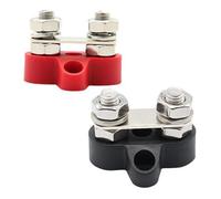 Bloc de jonction de distribution d'énergie pour goujons M8, bornier 80 A 48 V CC avec options de double boulon, écrous en acier inoxydable et joints en laiton, noir/rouge - (Noir)