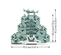 Bloc de jonction traversant à 3 étages WAGO 2002-3258 5.20 mm ressort de traction Affectation: L, L gris 50 pc(s)