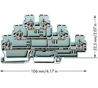 Bloc de jonction traversant à 3 étages WAGO 870-551 5 mm ressort de traction Affectation: L, L, L gris 50 pc(s)
