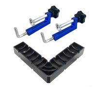 Bloc de localisation à angle droit à 90 degrés pour le travail du bois, pince de positionnement de précision avec mécanisme réglable, construction en métal et plastique pour cadres et (bleu)