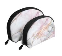 Bloc de marbre en Or Blanc, marbre Rose, Trousse de Maquillage Coquille Femme Petit Porte-Monnaie Trousse de Toilette Trousse à cosmétiques 2 pièces