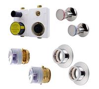 Bloc de montage Duo complet Ista / 2" coaxial / IST WG TEC 3000 en laiton avec valve DVGW avec compteur d'eau froid et chaud, couvercles chromés et kit de couleurs