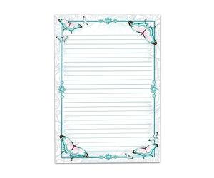 Bloc de papier à lettre à colorier pour filles, enfants, papillons et fleurs (bloc A5 avec 25 feuilles)