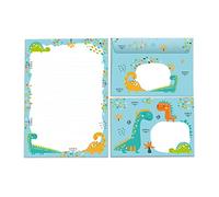 Bloc de papier à lettre avec enveloppe pour enfants dinosaures pour fille et garçon (bloc A5 de 25 feuilles + 15 enveloppes)