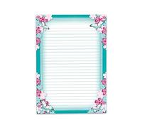 Bloc de papier à lettre coloré pour fille et enfant Motif papillons et fleurs (bloc A5 avec 25 feuilles)