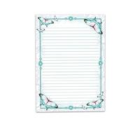Bloc de papier à lettre ligné à colorier pour filles, enfants, école, papillons, fleurs (1 bloc A4 de 25 feuilles)