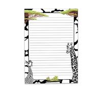 Bloc de papier à lettre ligné à colorier pour filles, enfants, école, safari, girafe (1 bloc A4 de 25 feuilles)