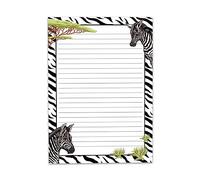 Bloc de papier à lettre ligné à colorier pour filles, enfants, école, safari, zèbre (1 bloc A4 de 25 feuilles)