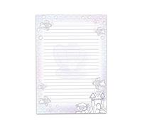 Bloc de papier à lettre ligné à colorier pour filles, enfants, école, sirène, violet (1 bloc A4 de 25 feuilles)
