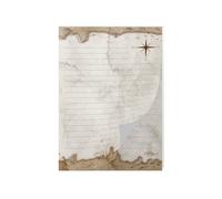 Bloc de papier à lettre ligné motif coloré nature pour enfants école pirates thème marin aventure (1 bloc A4 de 25 feuilles)