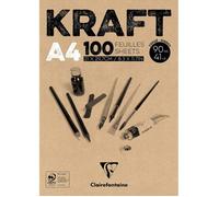 Clairefontaine Bloc encollé 96545C – Papier kraft vergé brun A4 90 g 100 feuilles double face