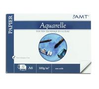AMT - Bloc de papier aquarelle A6 (10,5 x 14,8 cm) - 300 g/m² - 12 feuilles