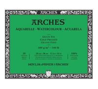 Arches Bloc Aquarelle 28×36 – 20 feuilles, 300 g/m², collé 4 côtés, blanc naturel