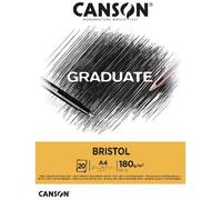 Bloc de papier - CANSON - Graduate Bristol - 20 feuilles A4 - 180 g/m² - Extra-blanc et lisse